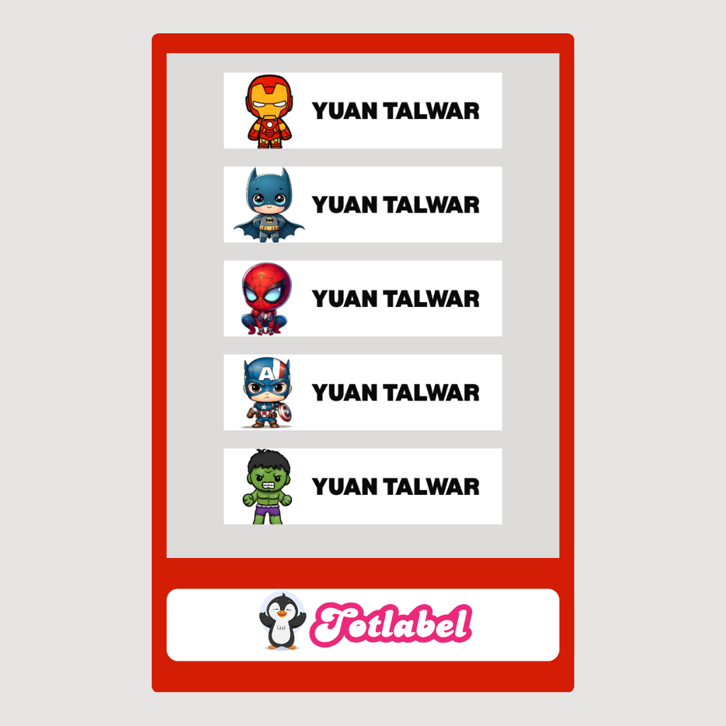 Personalised Clothes Sticker - Superheroes