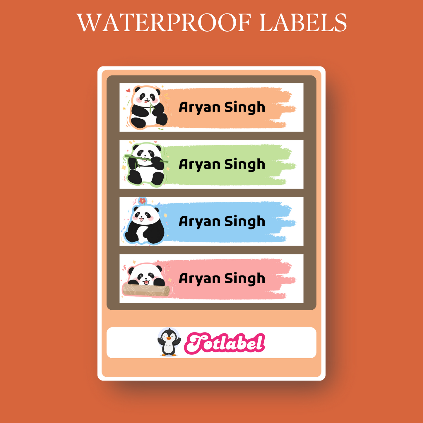 Panda Personalised Waterproof Stickers