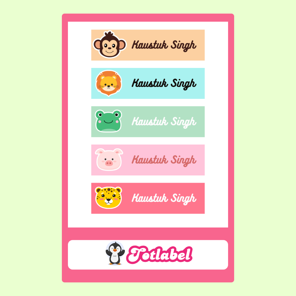 Personalised Clothes Sticker - Cute Animals