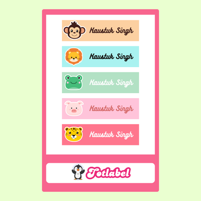 Personalised Clothes Sticker - Cute Animals
