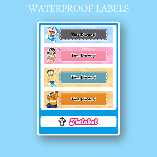 Doremon Waterproof Personalised Stickers
