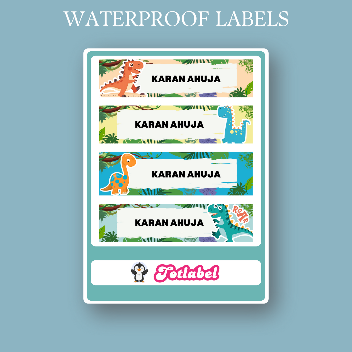 Dinosaur Waterproof Personalised Stickers