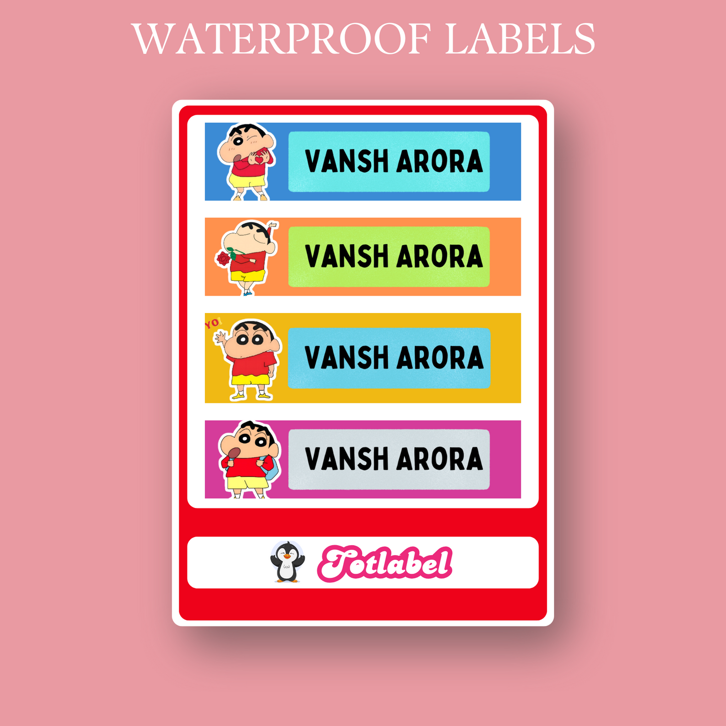Sinchan Personalised Waterproof Stickers